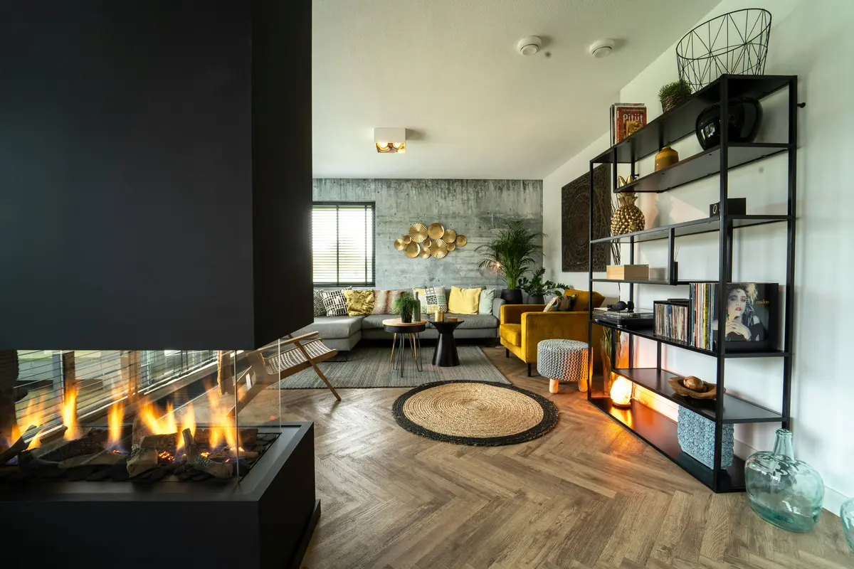 Modern gas fireplace serviced in North York living room