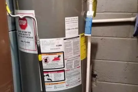 Water heater tank service in a North York basement